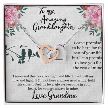 To My Amazing Granddaughter - I Promise to Love You - Interlocking Hearts Necklace with Gift Box